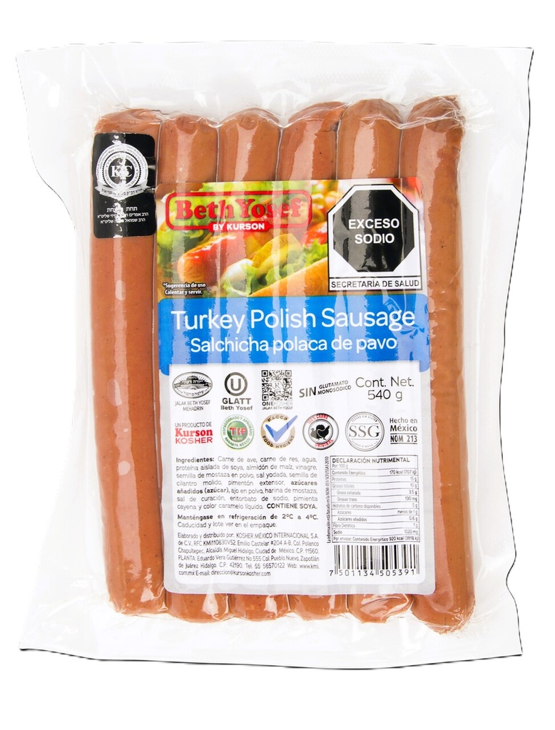 Salchicha Polaca de Pavo Kosher (pz)